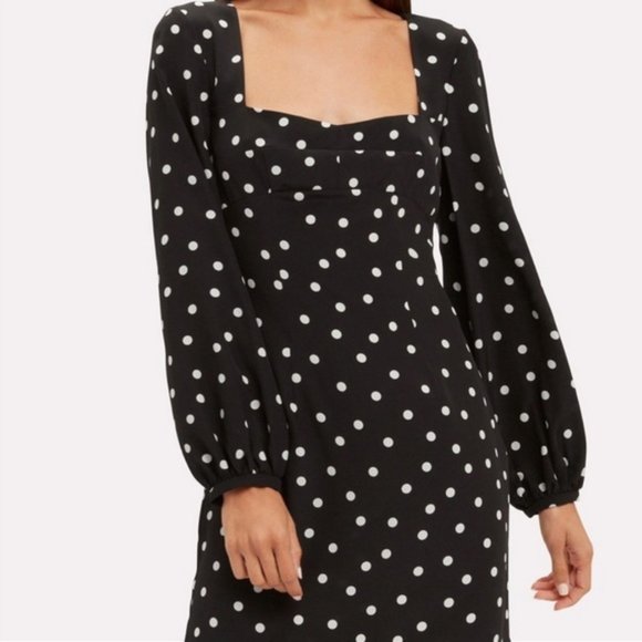 Intermix Silk Polka Dot Mini Dress Tunic Sz 0 XS - Picture 2 of 12